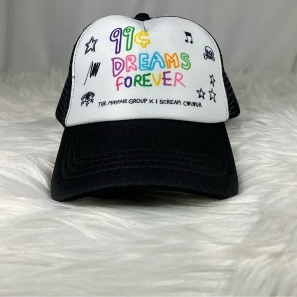 The Mayfair Group I Scream Colour 99 Cent Dreams Forever Trucker Hat Black White - Picture 2 of 10